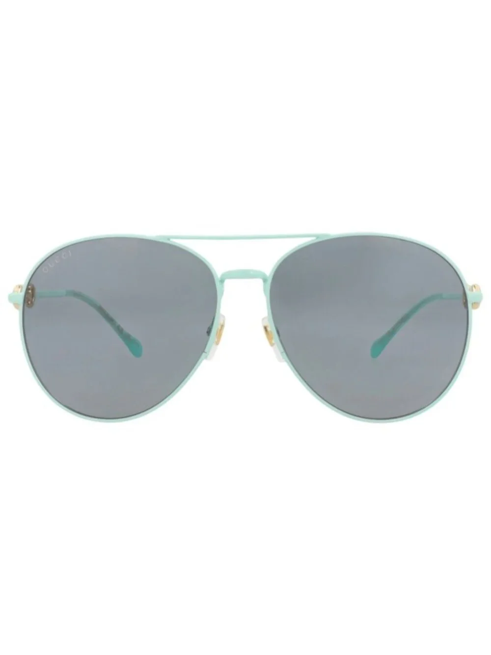 New Gucci Women's Sunglasses Aviator Metal Frame Green Green Grey